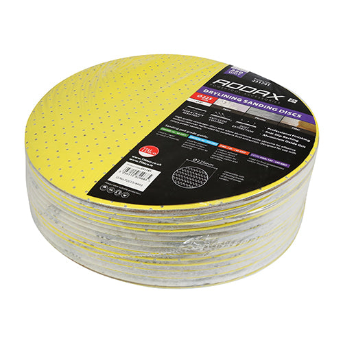 25 x TIMCO Drylining Sanding Discs 220 Grit Yellow - 225mm