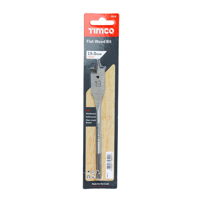 TIMCO Flat Wood Bits - 19.0 x 152