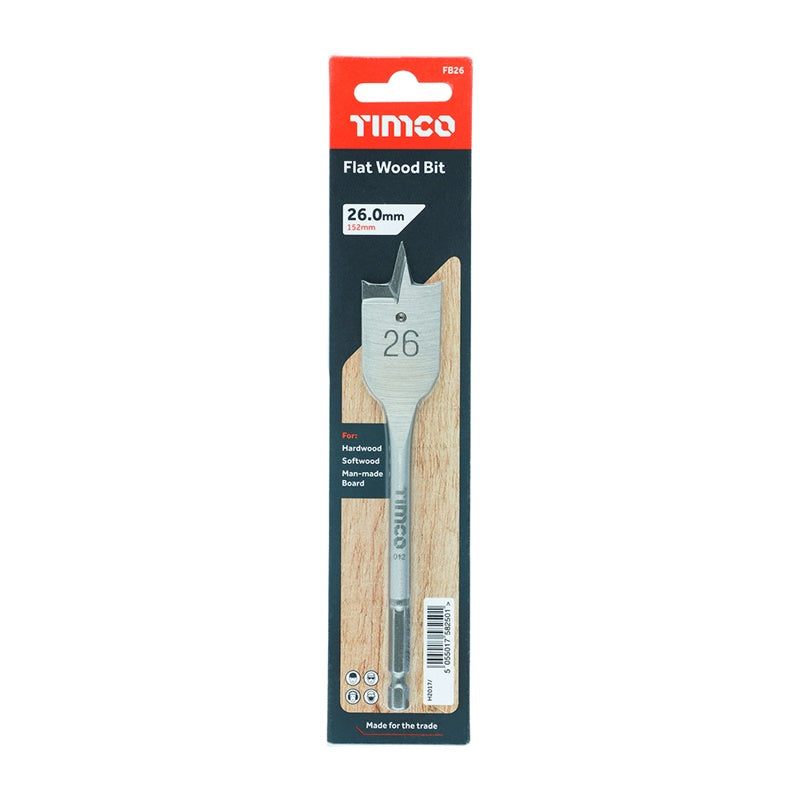 TIMCO Flat Wood Bits - 26.0 x 152