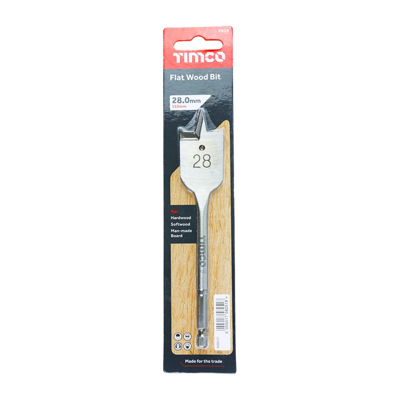 TIMCO Flat Wood Bits - 28.0 x 152