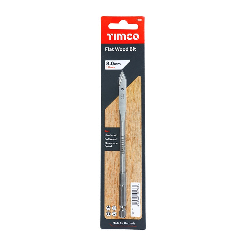 TIMCO Flat Wood Bits - 8.0 x 152