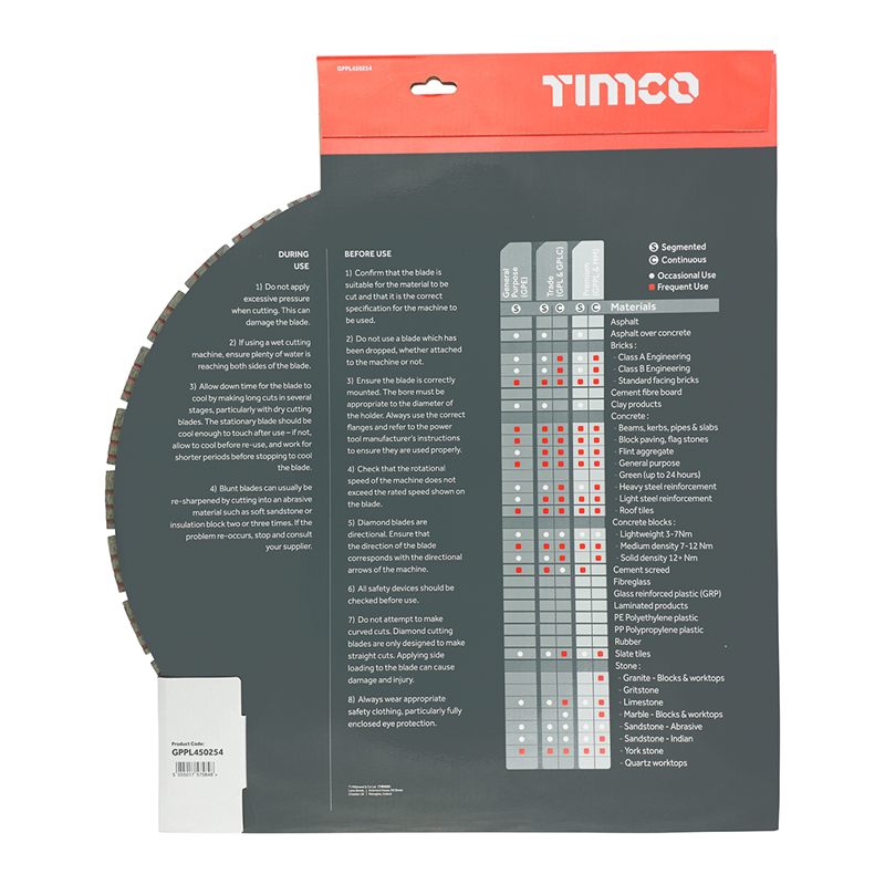 TIMCO Premium Diamond Blade Segmented - 450 x 25.4