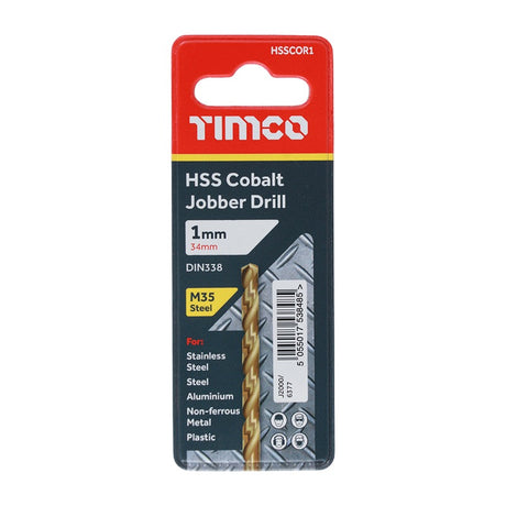 TIMCO Ground Jobber Drills - Cobalt M35 - 1.0mm