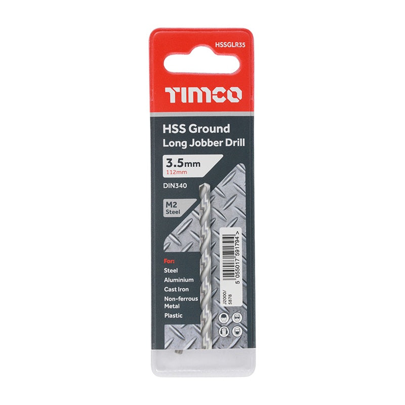 TIMCO Ground Long Jobber Drills HSS M2 - 3.5mm