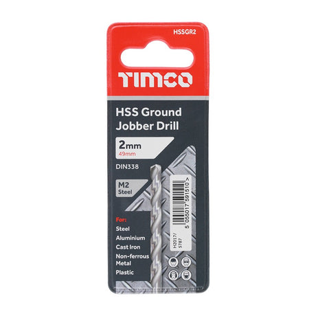 TIMCO Ground Jobber Drills HSS M2 - 2.0mm