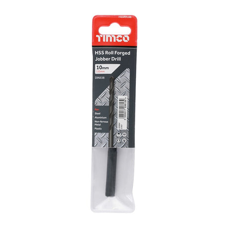 5 x TIMCO Roll Forged Jobber Drills HSS - 10.0mm