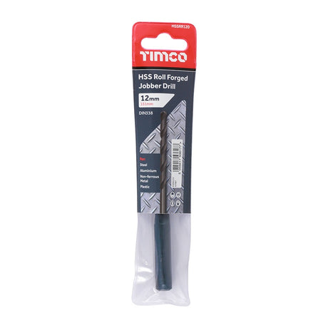 5 x TIMCO Roll Forged Jobber Drills HSS - 12.0mm