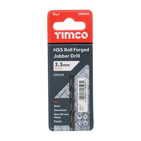 10 x TIMCO Roll Forged Jobber Drills HSS - 3.3mm