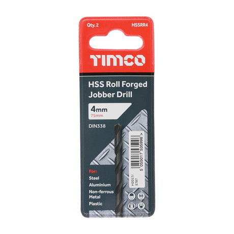 10 x TIMCO Roll Forged Jobber Drills HSS - 4.0mm