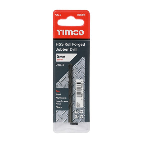 10 x TIMCO Roll Forged Jobber Drills HSS - 5.0mm