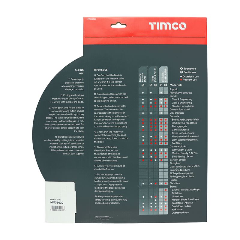 TIMCO Premium Diamond Blade Continuous - 350 x 20