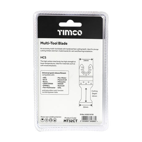 TIMCO Multi-Tool Coarse Cut Blade For Wood Carbon Steel - 32mm