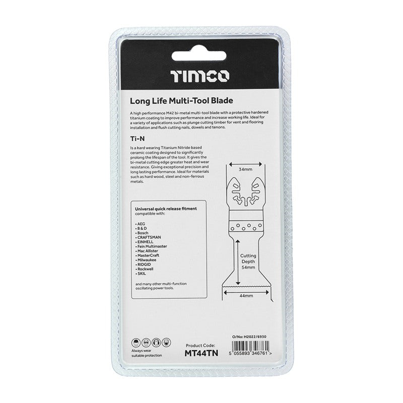 TIMCO Multi-Tool Fine Cut Blade For Wood/Metal Titanium Coated Bi-Metal - 44mm