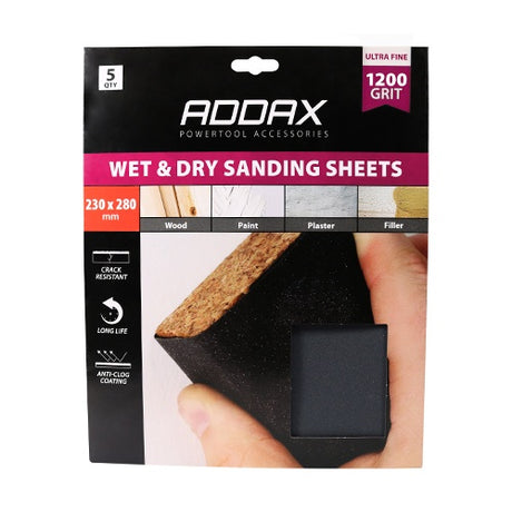 5 x TIMCO Wet & Dry Sanding Sheets 1200 Grit Black - 230 x 280mm