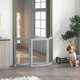 PawHut Foldable Dog Gate, Freestanding Pet Gate, with Two Support Feet, for Staircases, Hallways, Doorways - Grey