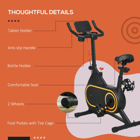 SPORTNOW Magnetic Indoor Cycling Bike, Exercise Bike with Silent Flywheel, LCD Display, Tablet Holder, Comfortable Seat