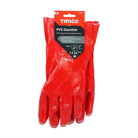 TIMCO PVC Gauntlet PVC Coated Cotton Interlock Gloves - X Large