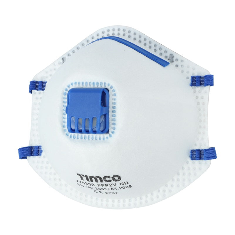 10 x TIMCO FFP2 Moulded Valved Masks - One Size