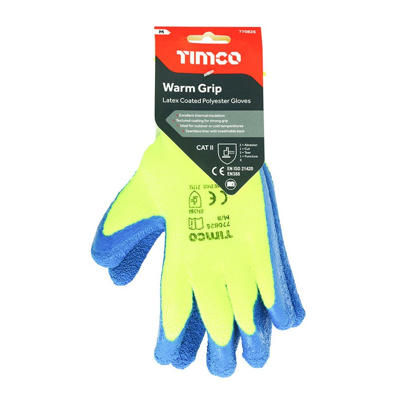 TIMCO Warm Grip Crinkle Latex Coated Polyester Gloves - Medium