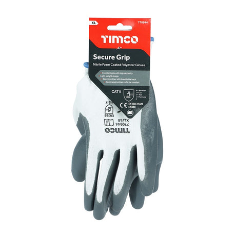 TIMCO Secure Grip Smooth Nitrile Foam Coated Polyester Gloves - X Large