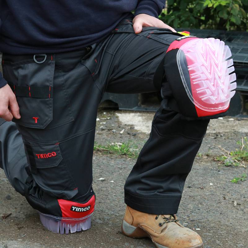 TIMCO Professional Anti-Slip and Anti-Rock Knee Pads with Gel Protection, Velcro Fastening. Pair