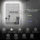 HOMCOM 70 x 50 cm Bluetooth Bathroom Mirror - Silver-Tone