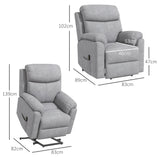 HOMCOM Power Lift Recliner Chair, Electric Lift Chair for Elderly, Overstuffed Linen Fabric Riser and Reclining Armchair with Remote Control, Side Pockets, for Living Room, Grey