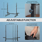 HOMCOM Multifunction Barbell Squat Rack Stand Heavy-Duty Strength Training Dumbbell Rack Adjustable Height Weight Lifting Bench Press Dip Station for Home Gym, Black
