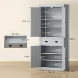 HOMCOM Multi-Storage Mid-Century Kitchen Cabinet - Grey