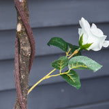 Outsunny Artificial Plants White Rose Floral in Pot, Fake Plants for Home Indoor Outdoor Decor, 90cm