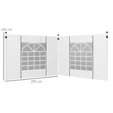 Outsunny Gazebo Side Panels, 2 Pack Sides Replacement, for 3x3(m) or 3x6m Pop Up Gazebo, with Windows and Doors, White