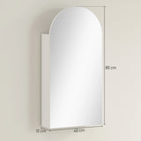 HOMCOM Arched Bathroom Mirror Cabinet with Adjustable Glass Shelves - White