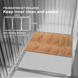 Outsunny 7 x 4ft Metal Garden Storage Shed with Vents, Floor Foundation Kit and Lockable Double Doors, Light Brown