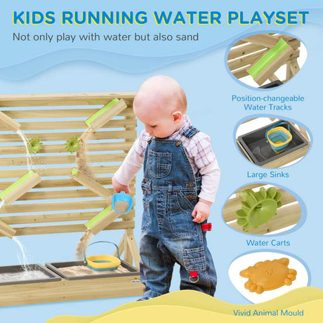 Outsunny Outdoor Kids Running Water and Sand Playset, with 18 Accessories