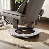 HOMCOM Massage Recliner Chair with Footstool, Upholstered Reclining Armchair with Adjustable Backrest, Steel Frame and Wood Base, Swivel Chair for Living Room, Bedroom, Brown