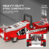 HOMCOM Hydraulic Low Profile Floor Jack, 2.5 Tonne Heavy Duty Steel Trolley Car Jack Lift with 80-360 mm Lifting Range, Wheels, Top Handle, Red