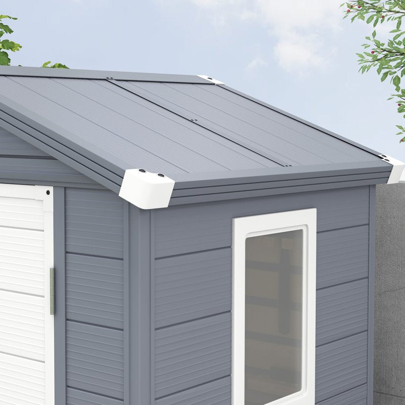 Outsunny 4.4ft x 3.3ft size Aluminium Frame and Plastic Wall Shed, with Foundation - Grey