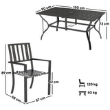 Outsunny 7 Pieces Garden Table and Chairs 6 Seater Outdoor Table and Chairs with Umbrella Hole, for Poolside, Garden, Black