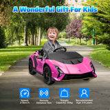 AIYAPLAY 12V Lamborghini Autentica Licensed Kids Electric Car with Remote Control, 4 Suspension Wheels, Soft Start, Pink