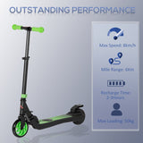 HOMCOM Folding Electric Scooter with Brake, for Ages 6+ Years, 8km/h Maximum Speed, Green