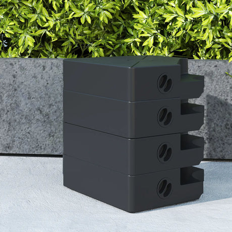 Outsunny Umbrella Weights for Cantilever Parasols, Set of 4 Heavy Duty Parasol Base Weights, 64kg Sand or 55kg Water Filled, Black