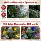 180/150 CM Pre-Lit Artificial Christmas Tree with 856/476 Pine Needles/Flocked PVC/PE Tips-180 cm