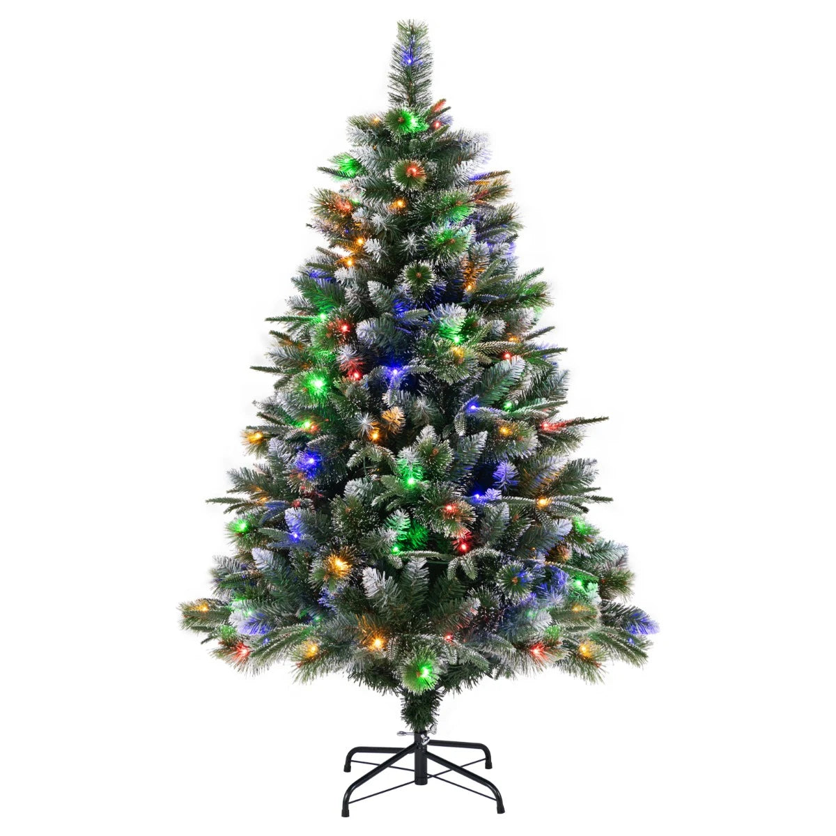 180/150 CM Pre-Lit Artificial Christmas Tree with 856/476 Pine Needles/Flocked PVC/PE Tips-150 cm