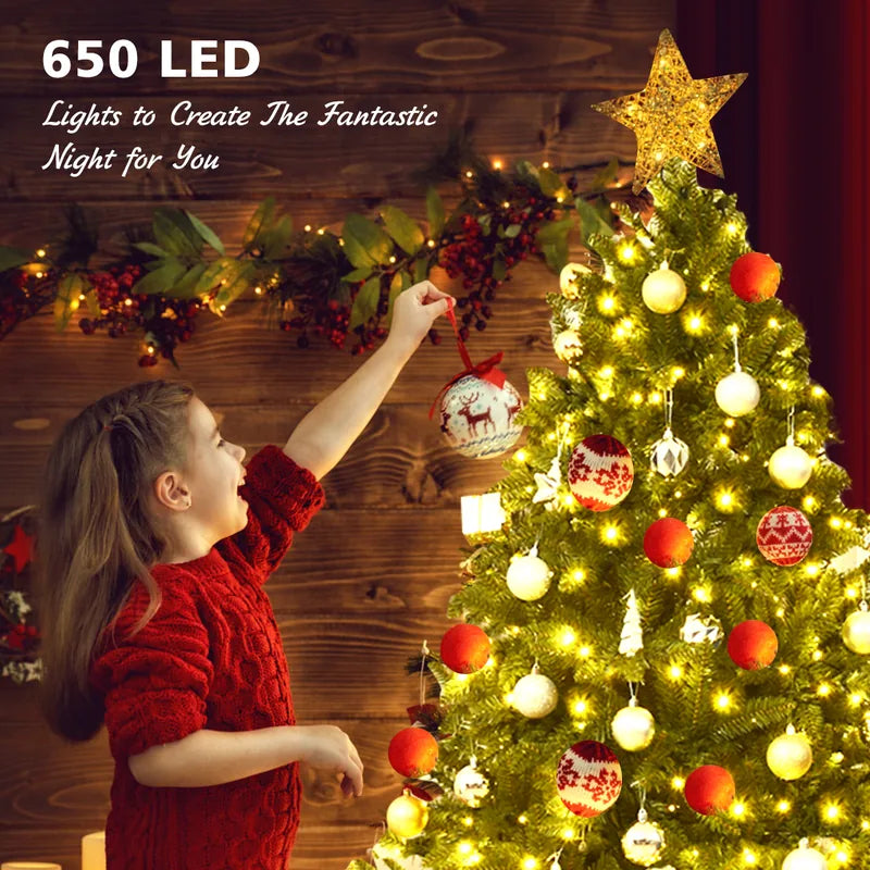 Pre-Lit Artificial Christmas Tree with 8 Lighting Modes and Foldable Metal Stand-6FT