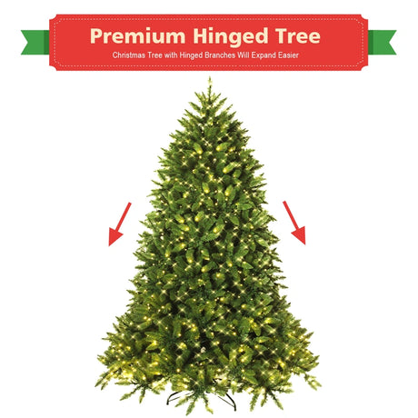 Pre-Lit Artificial Christmas Tree with 8 Lighting Modes and Foldable Metal Stand-6FT