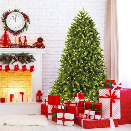 Pre-Lit Artificial Christmas Tree with 8 Lighting Modes and Foldable Metal Stand-6FT