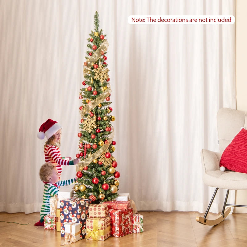 Pre-Lit Christmas Tree with Branch Tips and Warm White LED Lights-6FT