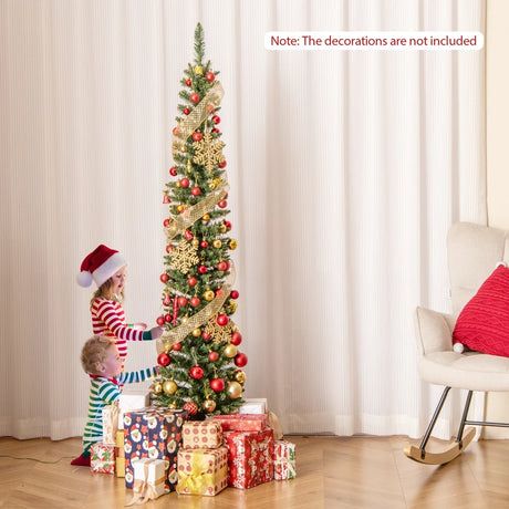 Pre-Lit Christmas Tree with Branch Tips and Warm White LED Lights-6FT