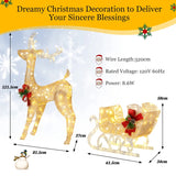 Pre-lit Holiday Outdoor Lighted Christmas Reindeer and Sleigh Decoration