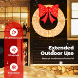 Pre-Lit Christmas Wreath with 200 LED Lights and Red Bow